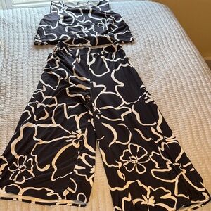 Black and White Floral Jumpsuit